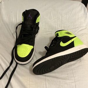 Jordan Black and Neon Green High-Tops